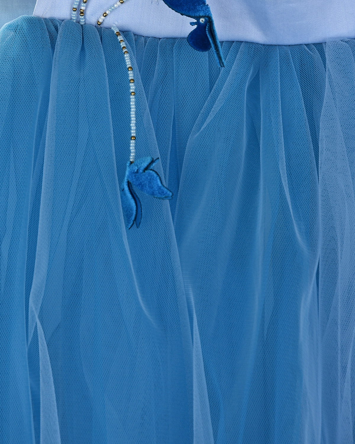 Голубое платье с цветами Nikolia детское, размер 128 - фото 4