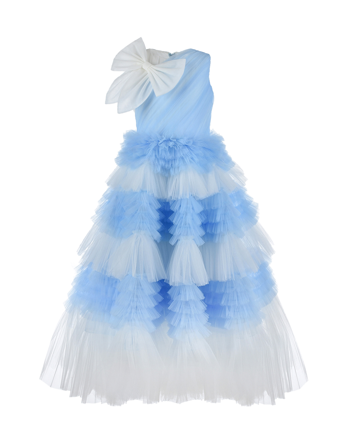 Платье в бело-голубую полоску с бантом Sasha Kim детское, размер 116, цвет мультиколор - фото 1