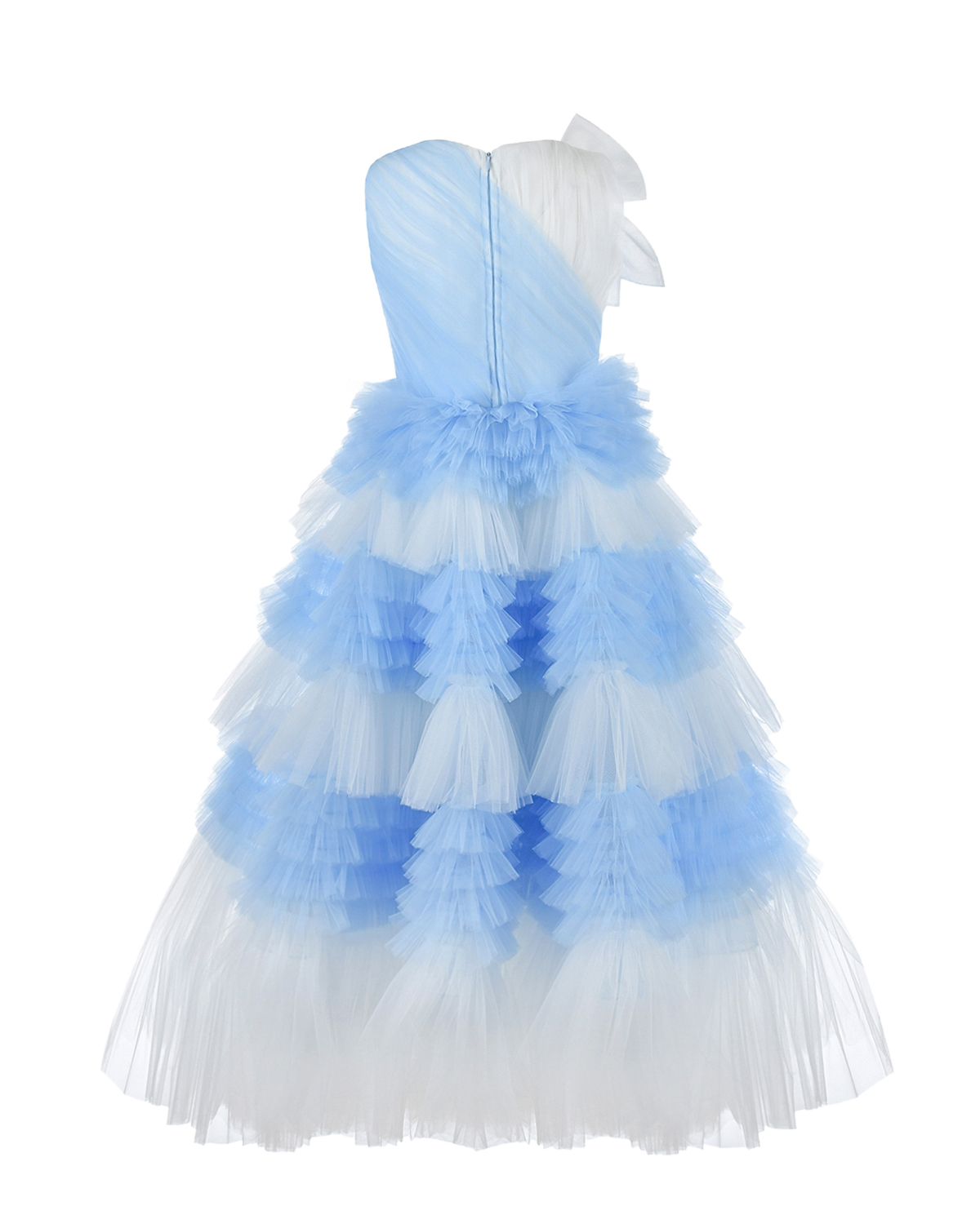 Платье в бело-голубую полоску с бантом Sasha Kim детское, размер 116, цвет мультиколор - фото 3