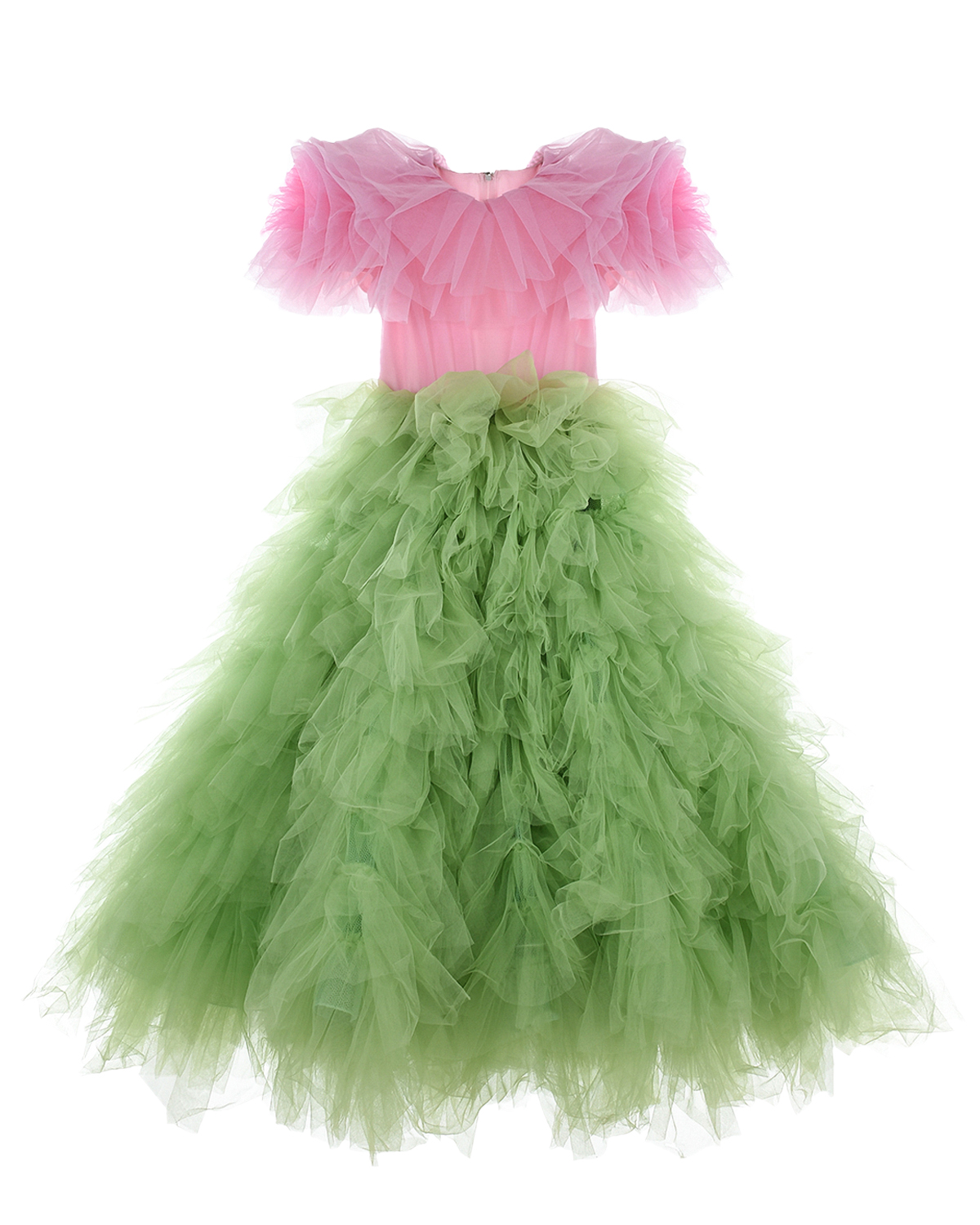 Платье с зеленой пышной юбкой Sasha Kim детское, размер 128, цвет мультиколор - фото 1