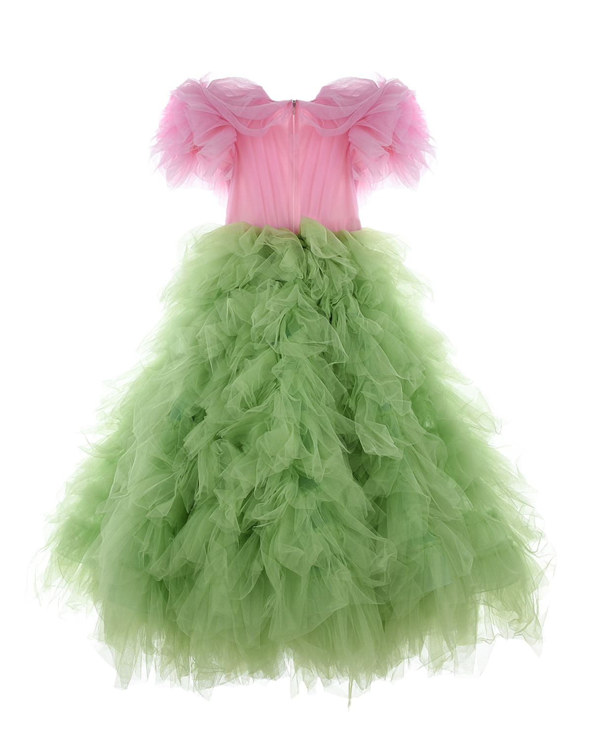Платье с зеленой пышной юбкой Sasha Kim детское, размер 128, цвет мультиколор - фото 3
