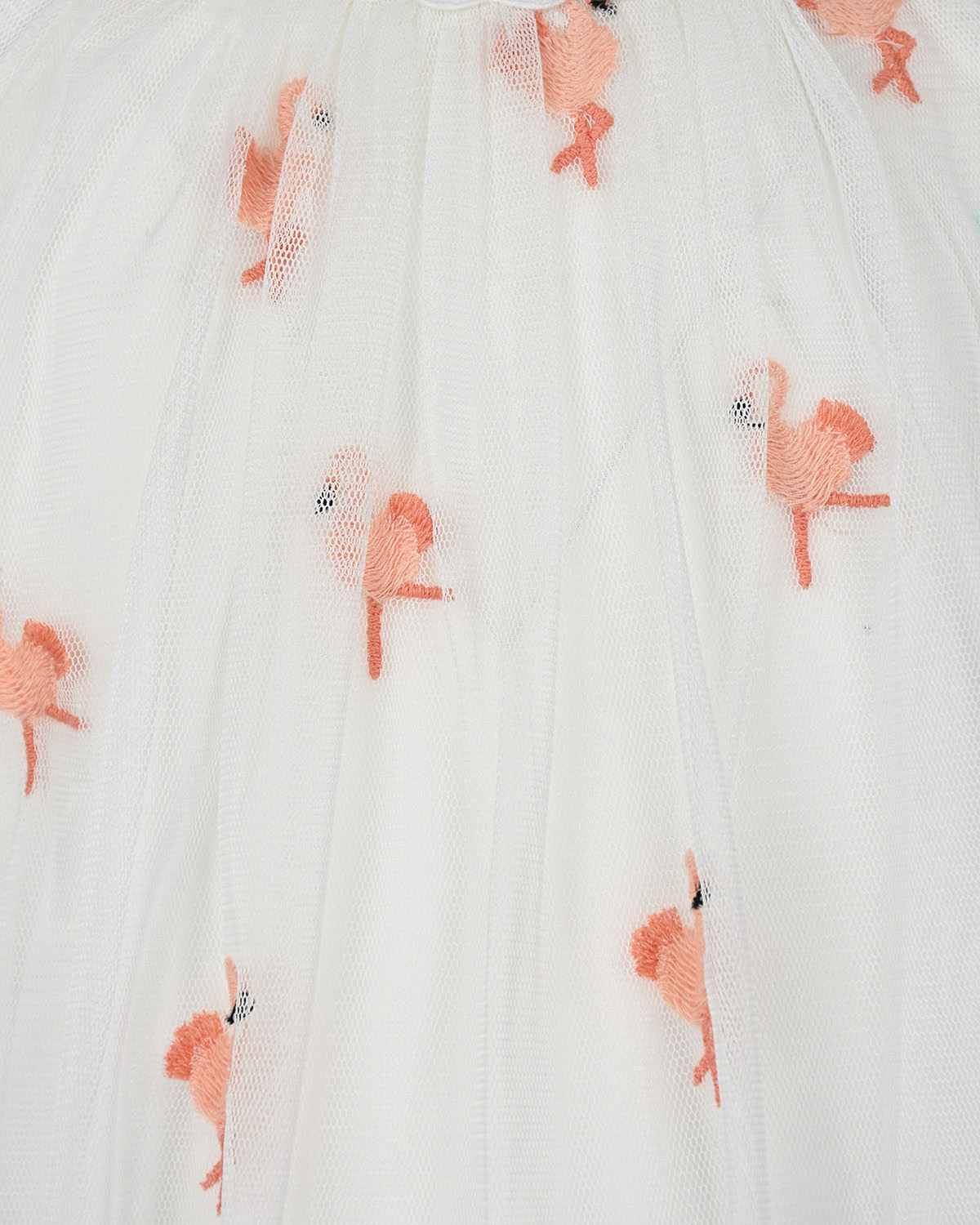 Платье с вышивкой "Фламинго" Stella McCartney детское, размер 116, цвет кремовый - фото 4