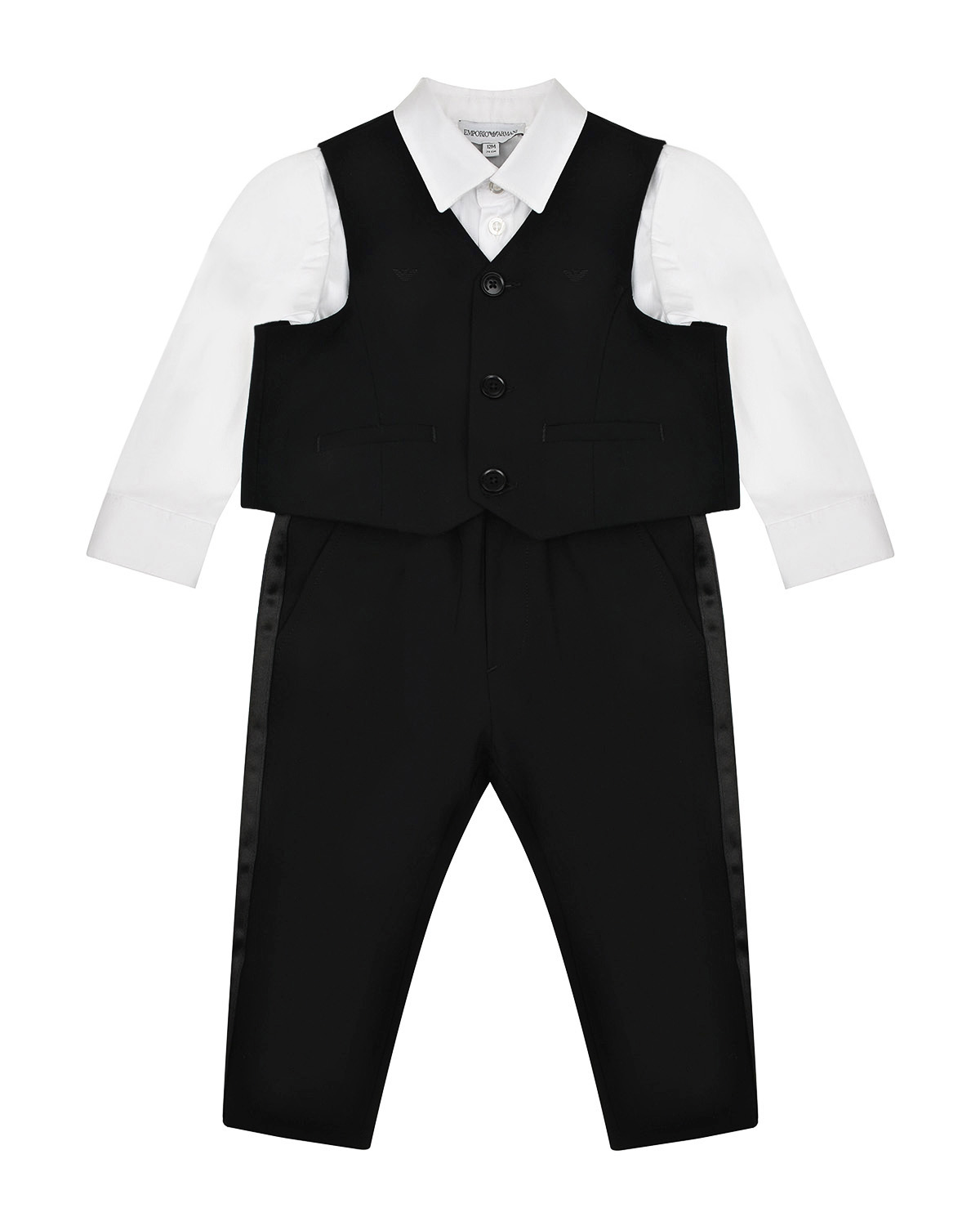 

Комплект: брюки, рубашка и жилет Emporio Armani, Нет цвета, Комплект: брюки, рубашка и жилет Emporio Armani