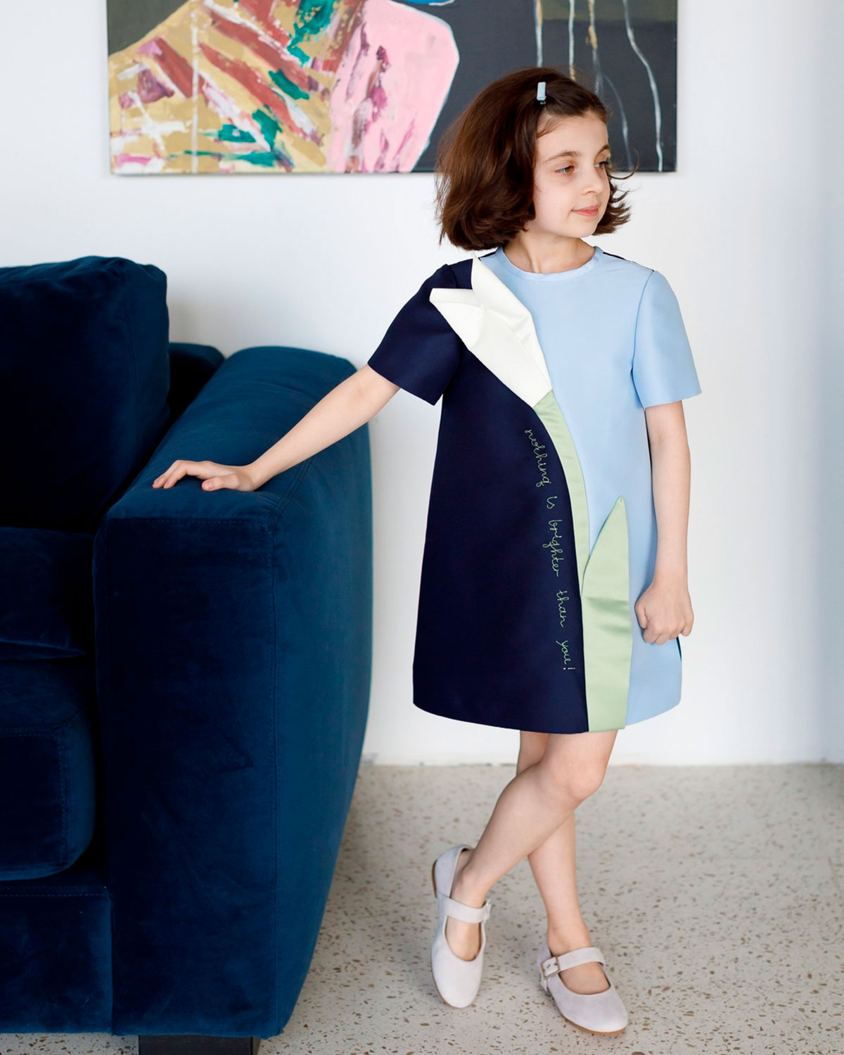 Платье с декором "подснежник" Zhanna&Anna детское, размер 116, цвет мультиколор - фото 2