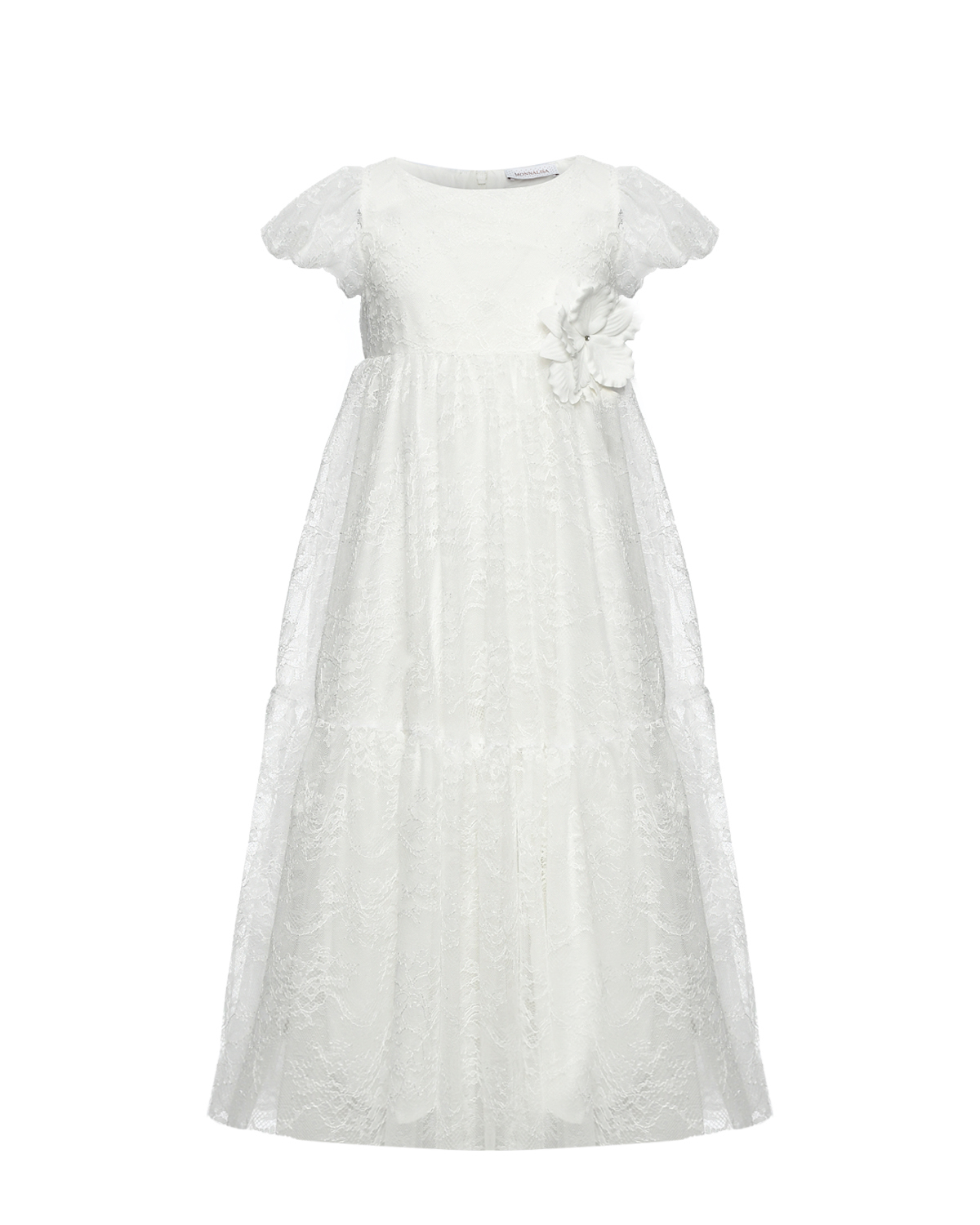 Платье из кружевной ткани Monnalisa, размер 116, цвет белый - фото 1