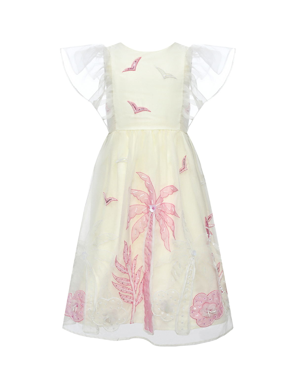 Платье из органзы с ручной аппликацией, белое Eirene, размер 116, цвет нет цвета - фото 1