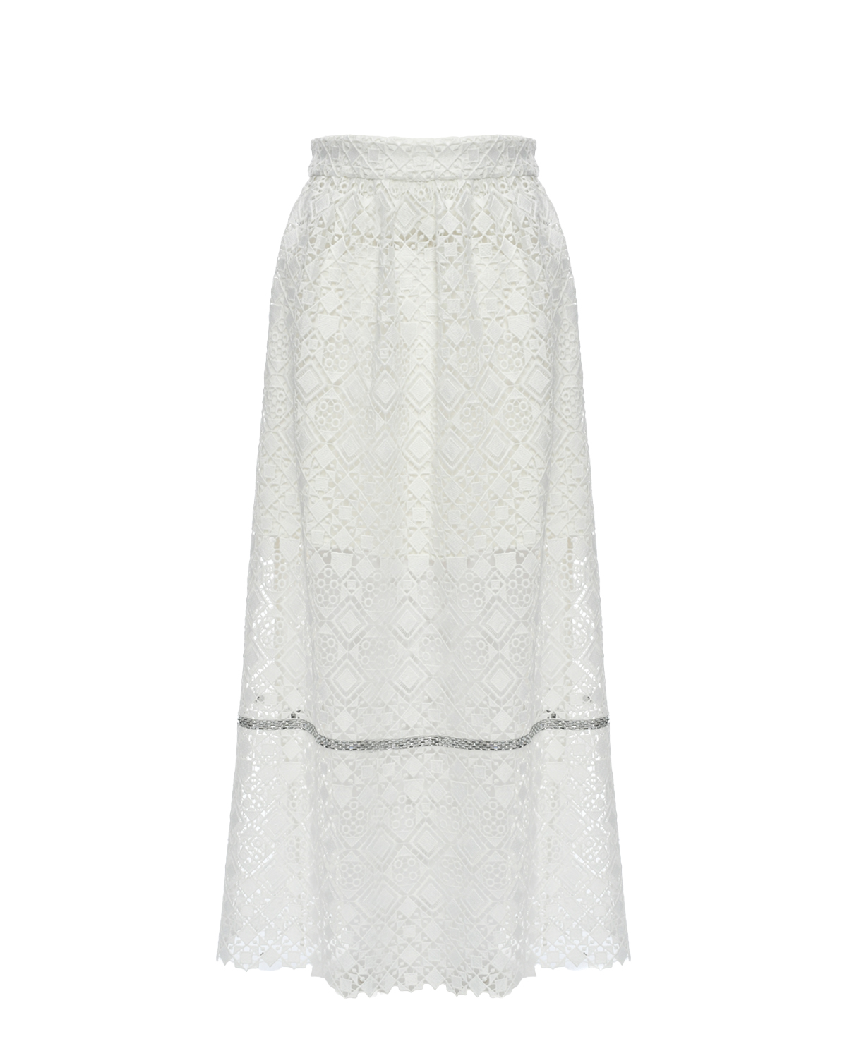 Кружевная юбка с отделкой бисером Elie Saab, размер 152, цвет белый - фото 1