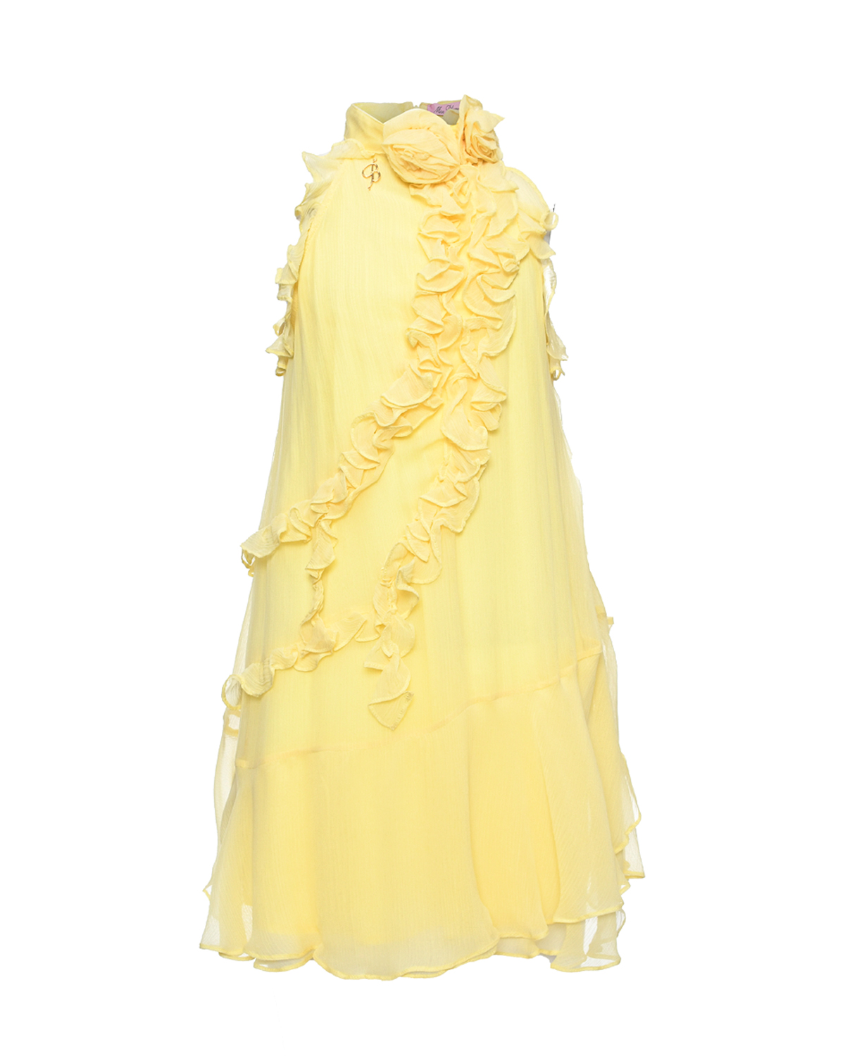 Платье с рюшами, желтое Miss Blumarine, размер 140, цвет нет цвета - фото 1