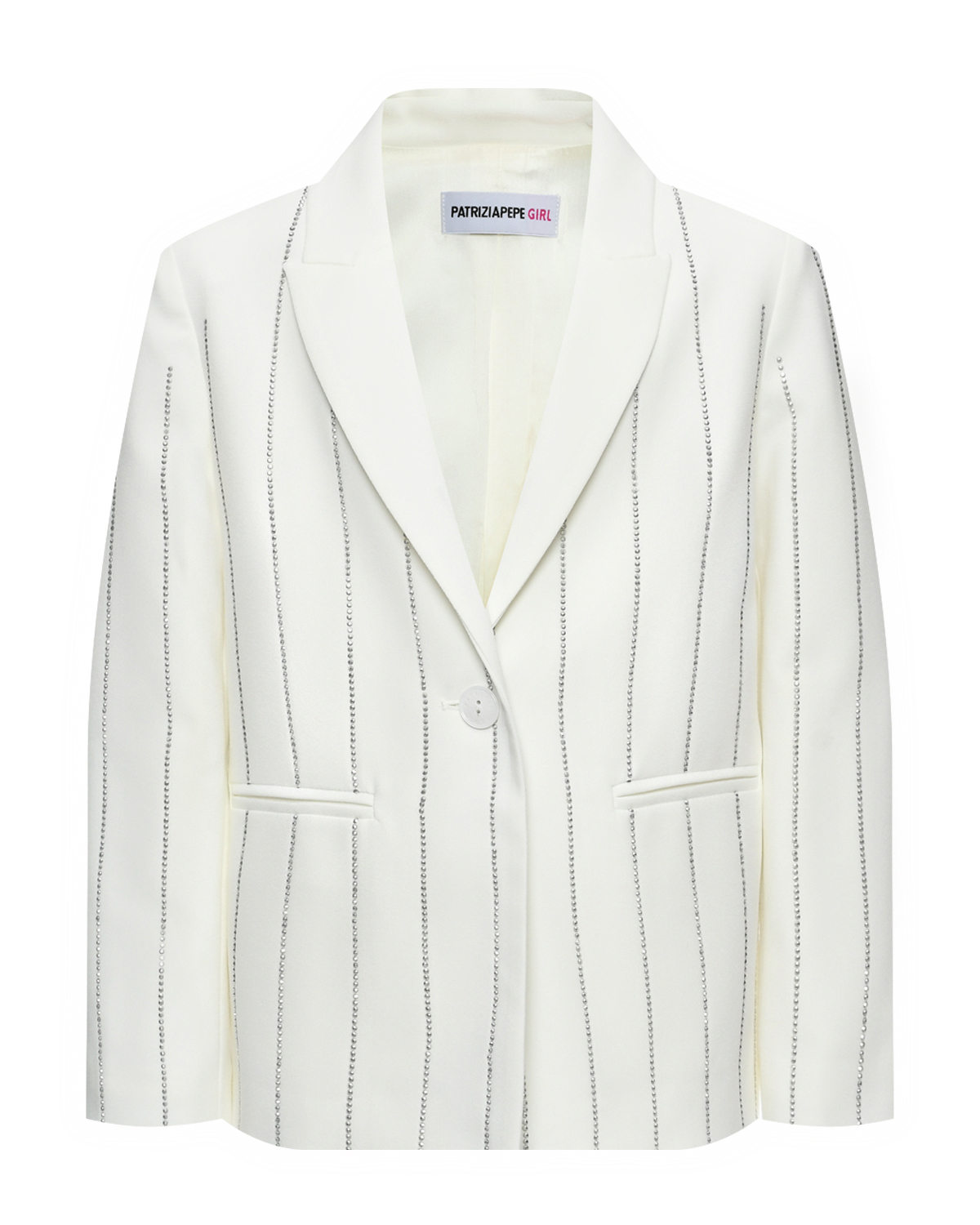 Пиджак с полосками из стразов Patrizia Pepe, размер 164, цвет нет цвета