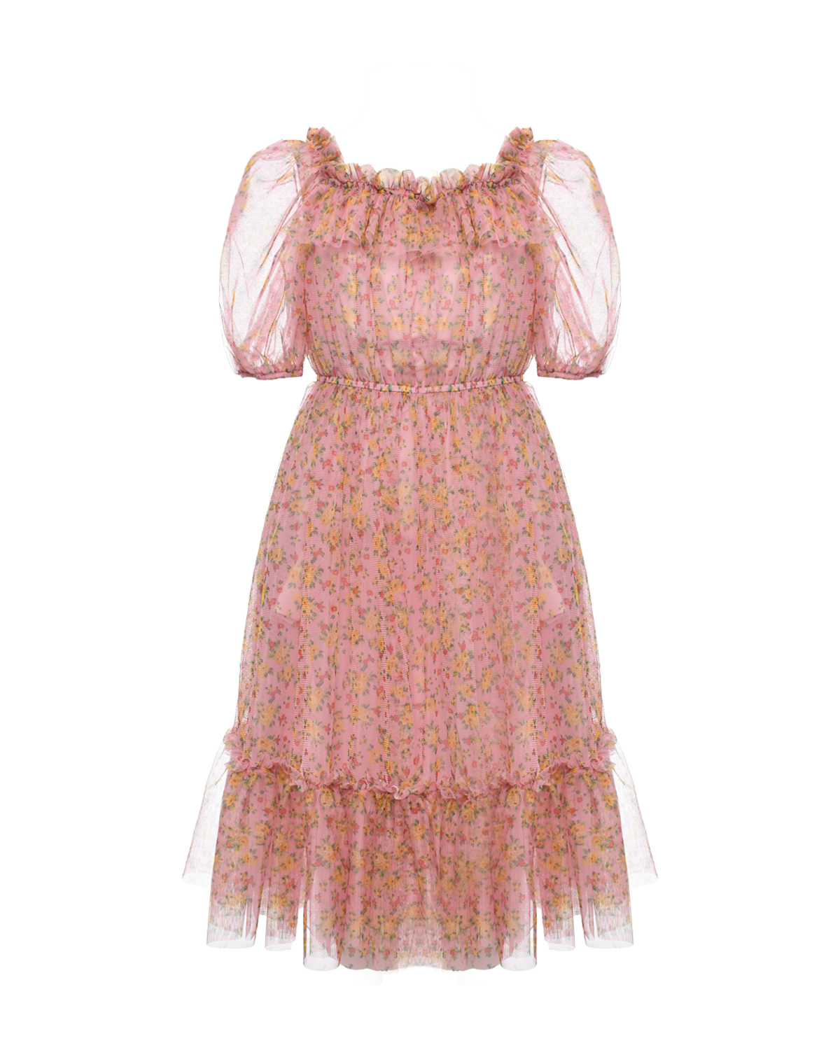 Платье из шифона с рукавами-фонариками Philosophy di Lorenzo Serafini Kids, размер 128, цвет розовый - фото 1