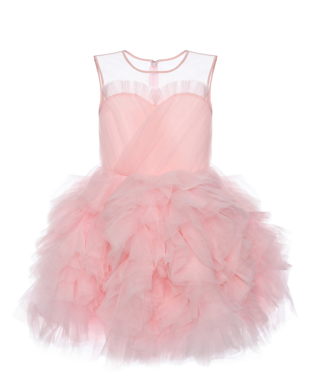 Платье с пышной юбкой и прозрачным верхом, розовое Sasha Kim, размер 116, цвет нет цвета