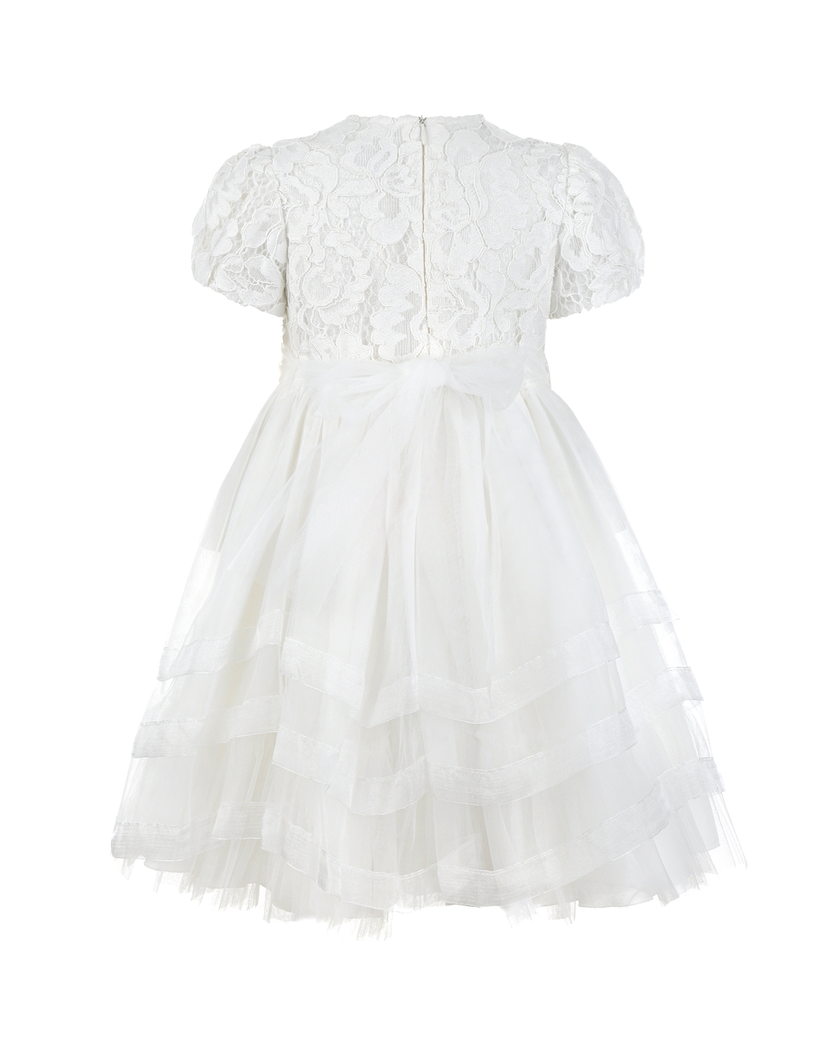 Белое платье с кружевным верхом и юбкой из органзы Aletta детское - фото 2