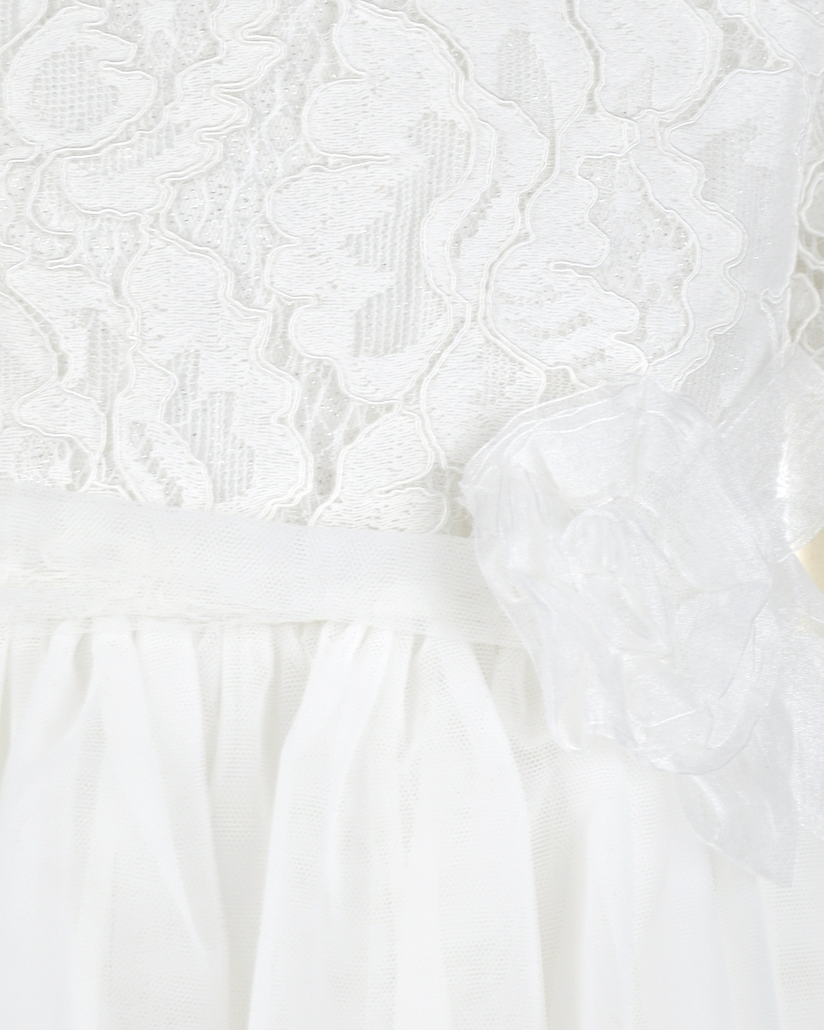 Белое платье с кружевным верхом и юбкой из органзы Aletta детское - фото 3