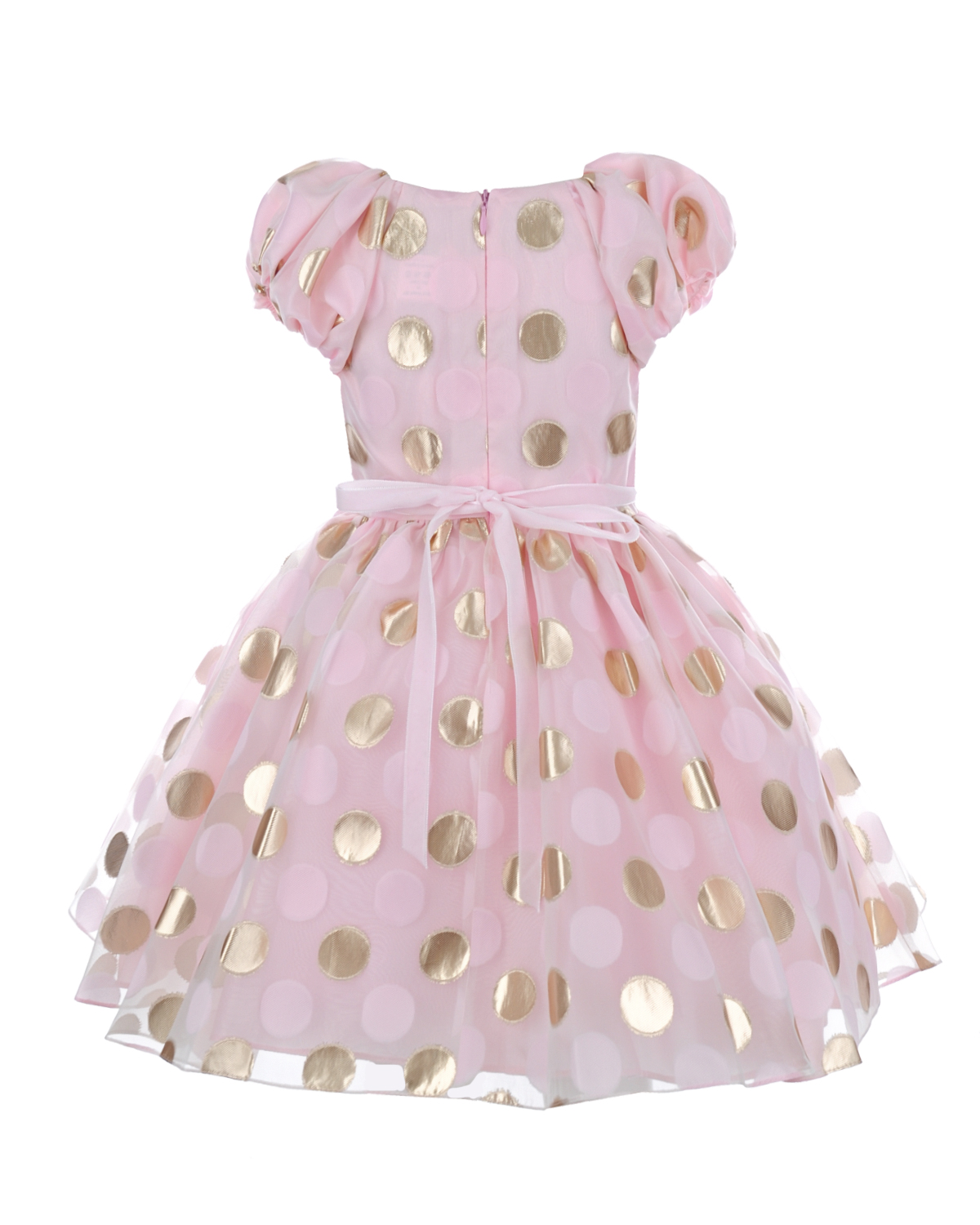 Нарядное платье розового цвета с принтом горох David Charles детское - фото 2