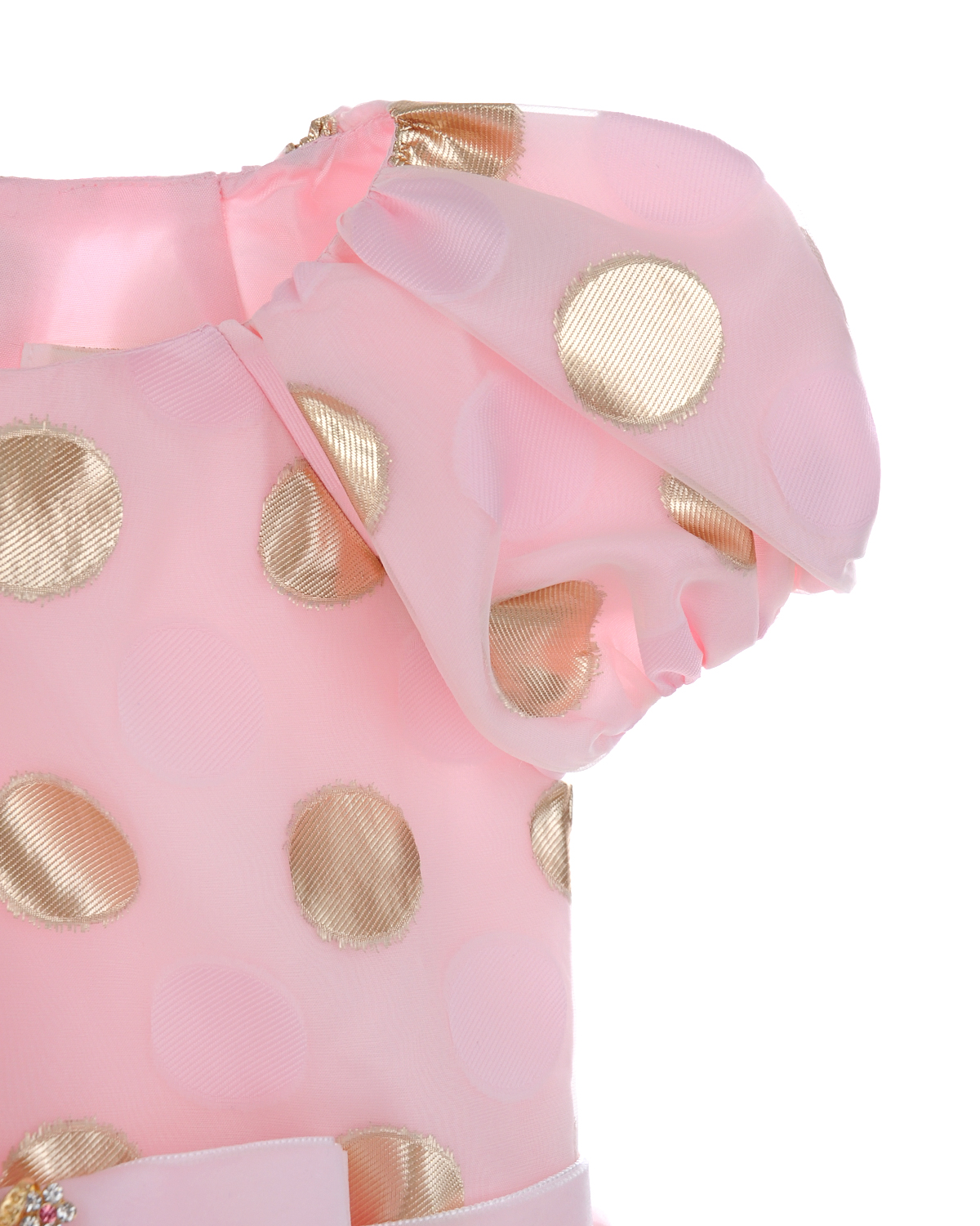 Нарядное платье розового цвета с принтом горох David Charles детское - фото 4