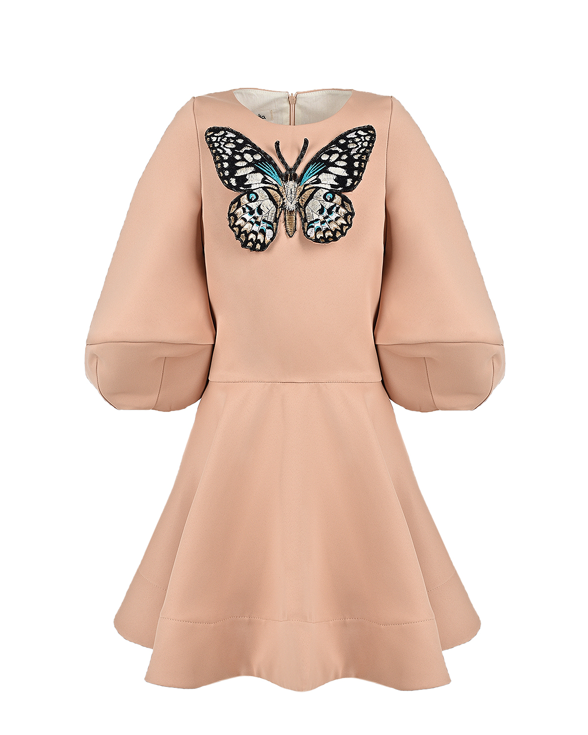 Купить Бежевое платье с вышивкой бабочка Nikolia детское, Коричневый, 100%хлопок
