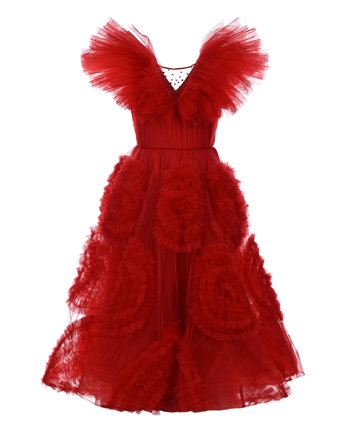 Красное платье с декольте Sasha Kim детское, размер 104, цвет красный - фото 1