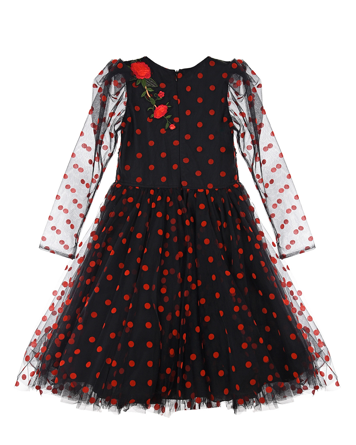 Нарядное черное платье в красный горошек Aletta детское, размер 116, цвет мультиколор - фото 2
