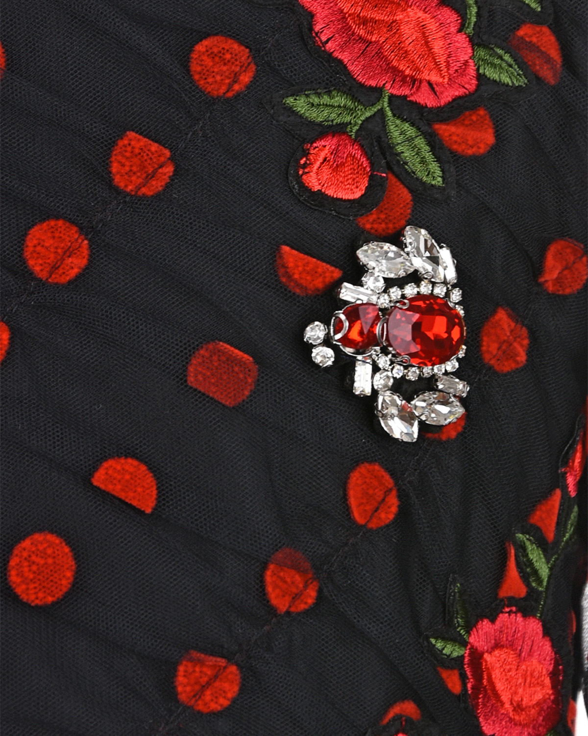Нарядное черное платье в красный горошек Aletta детское, размер 116, цвет мультиколор - фото 3