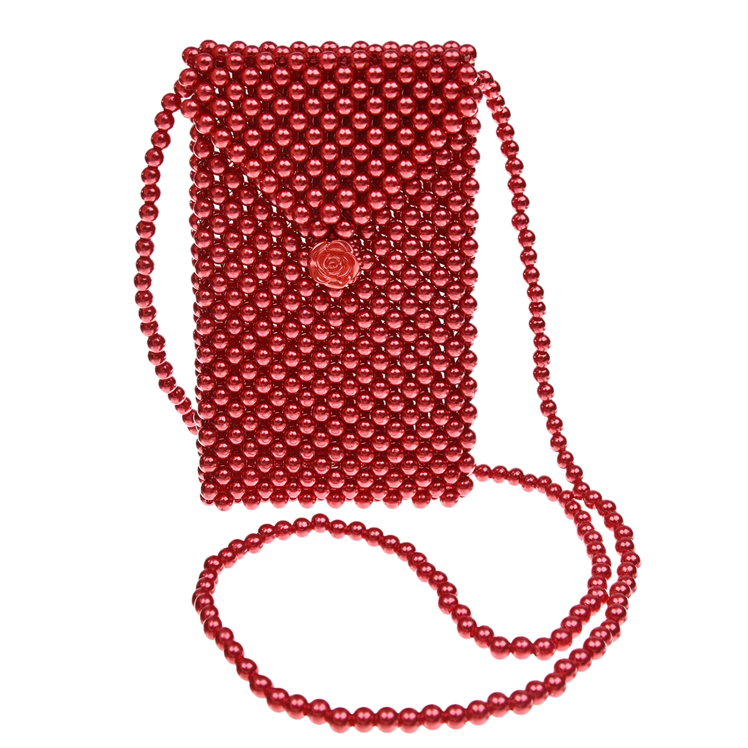 Красная плетеная сумка из бусин 11х2х18 см David Charles детская, размер unica, цвет красный