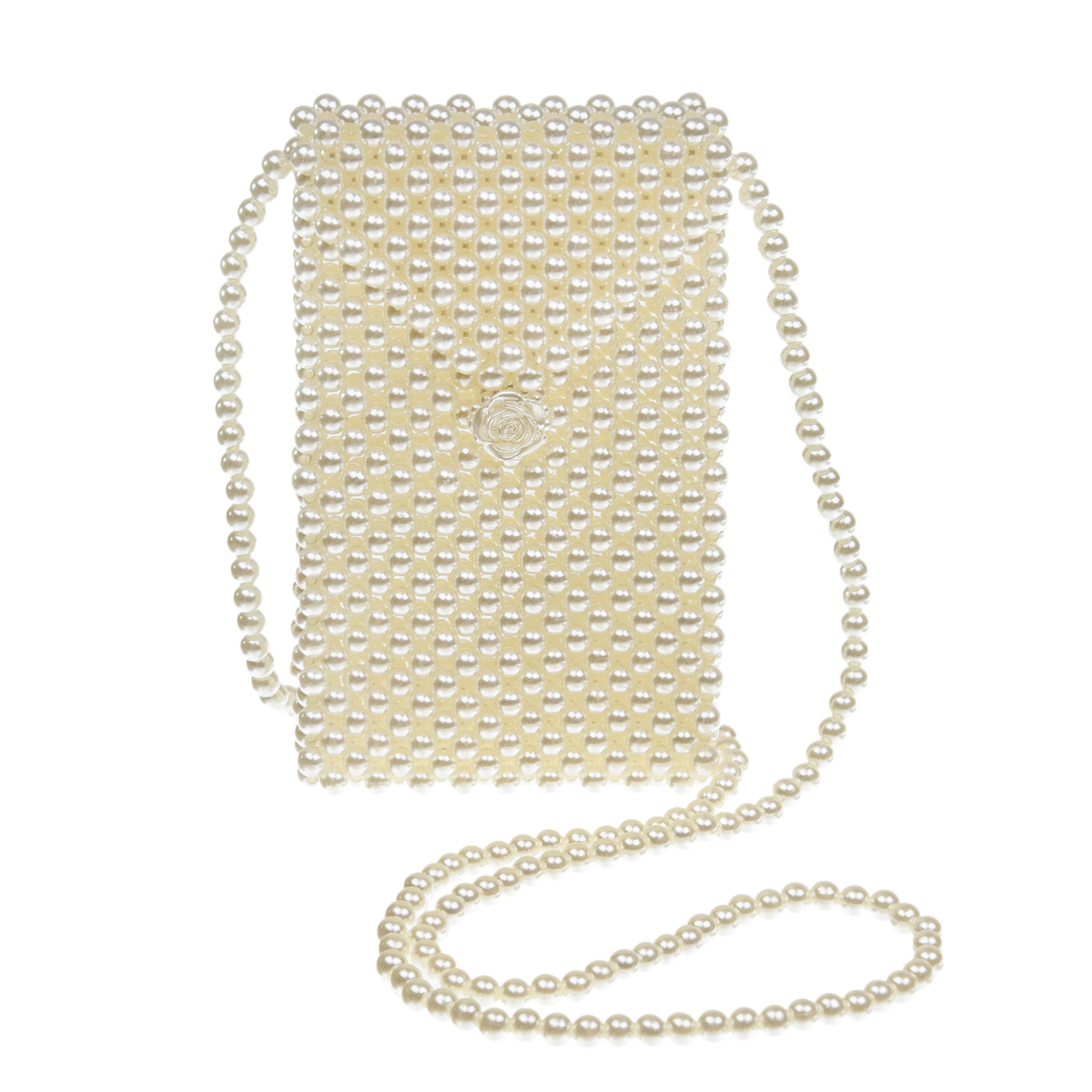 Кремовая плетеная сумка из бусин 11х2х18 см David Charles детская, размер unica, цвет белый - фото 1