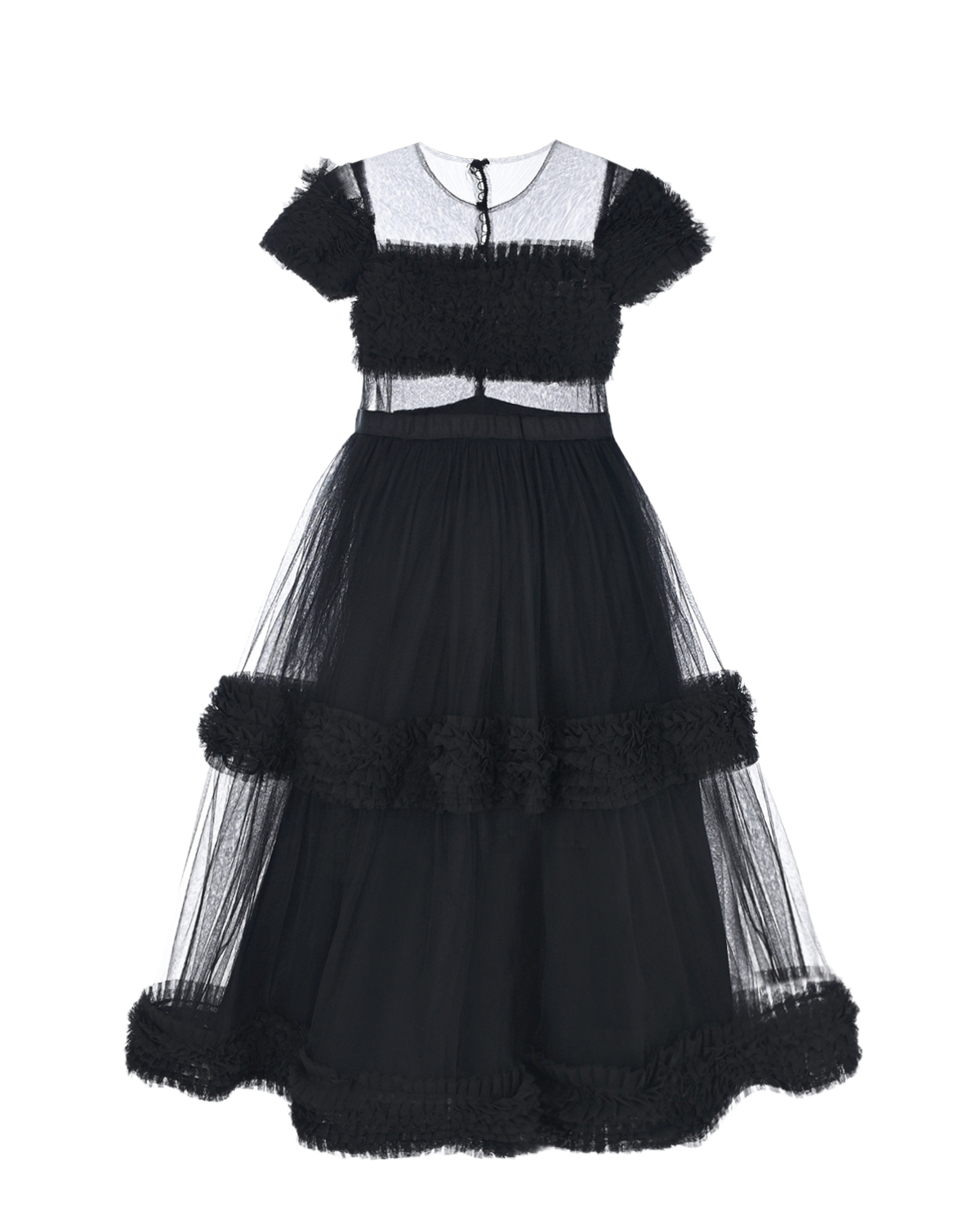 Черное платье с рюшами Designers Cat, размер 140, цвет черный - фото 1