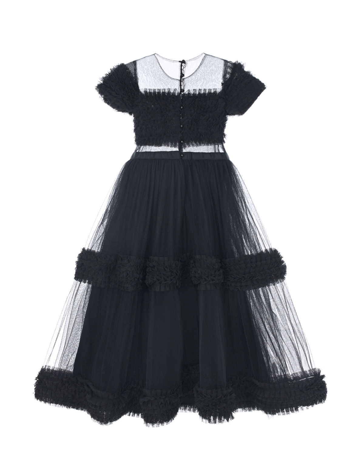 Черное платье с рюшами Designers Cat, размер 140, цвет черный - фото 2
