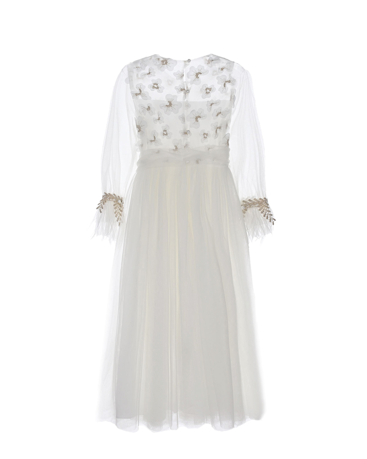 Белое платье с перьями Designers Cat детское, размер 116, цвет белый - фото 2
