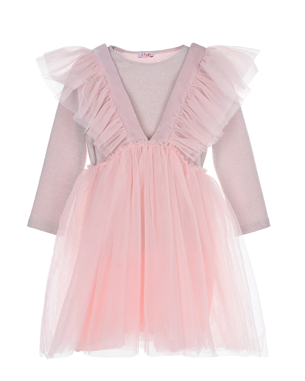 Нежно-розовое платье с юбкой из тюля IL Gufo детское, размер 116, цвет розовый - фото 1