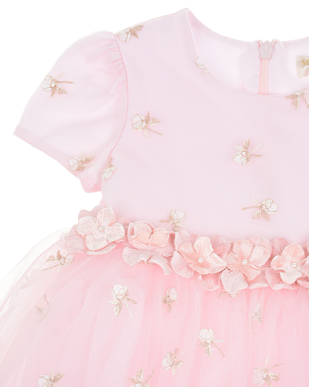 Розовое платье с золотой вышивкой Monnalisa детское, размер 80, цвет розовый - фото 4
