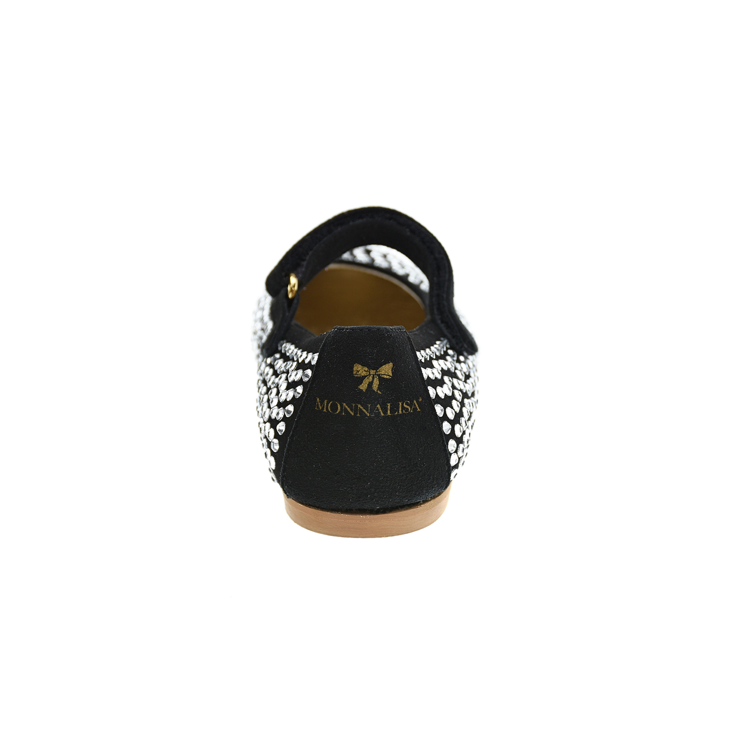 Туфли из замши со стразами Monnalisa детские, размер 31, цвет черный - фото 3