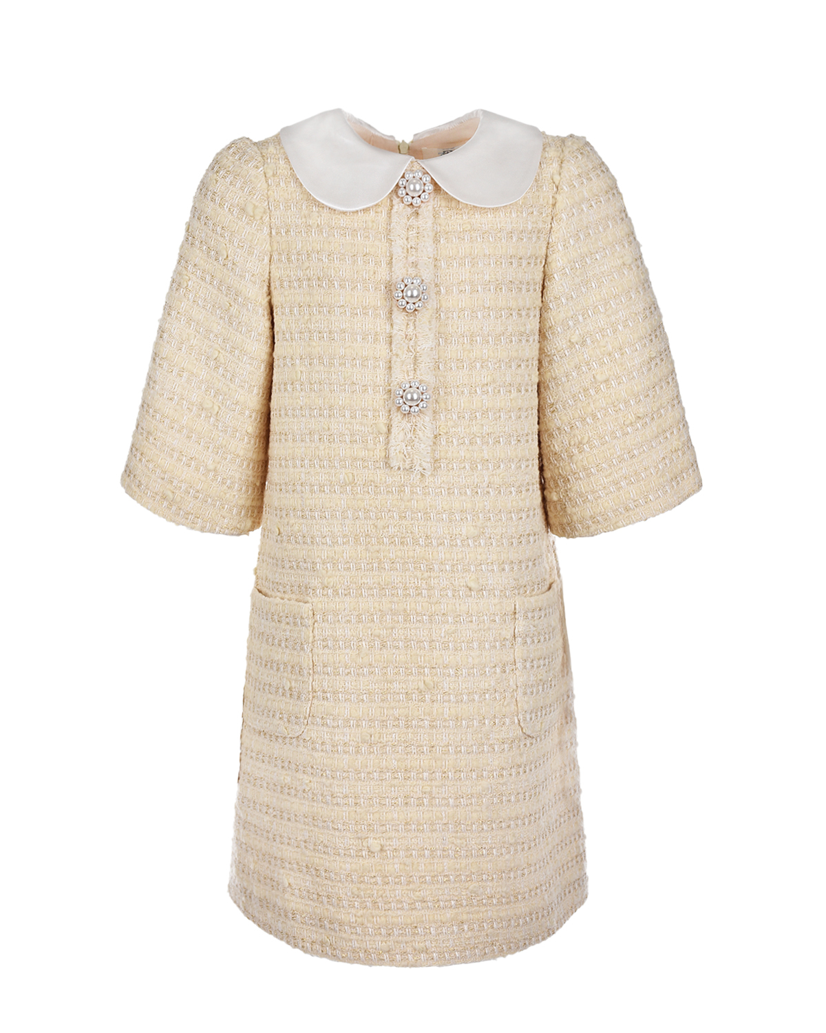 Твидовое платье с люрексом Zhanna&Anna детское, размер 110, цвет белый - фото 1