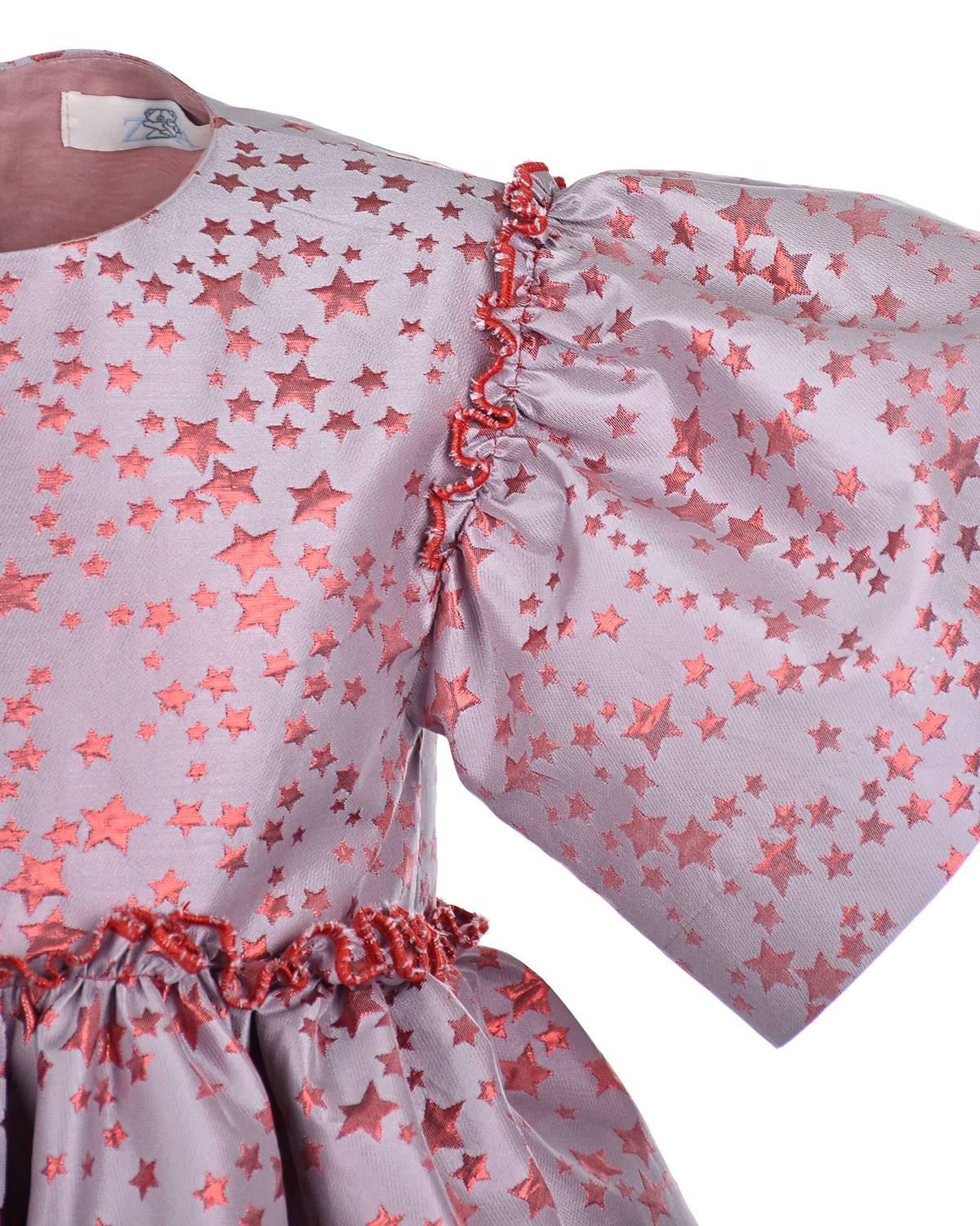 Жаккардовое платье с декором в форме звездочек Zhanna&Anna, размер 104, цвет розовый - фото 4