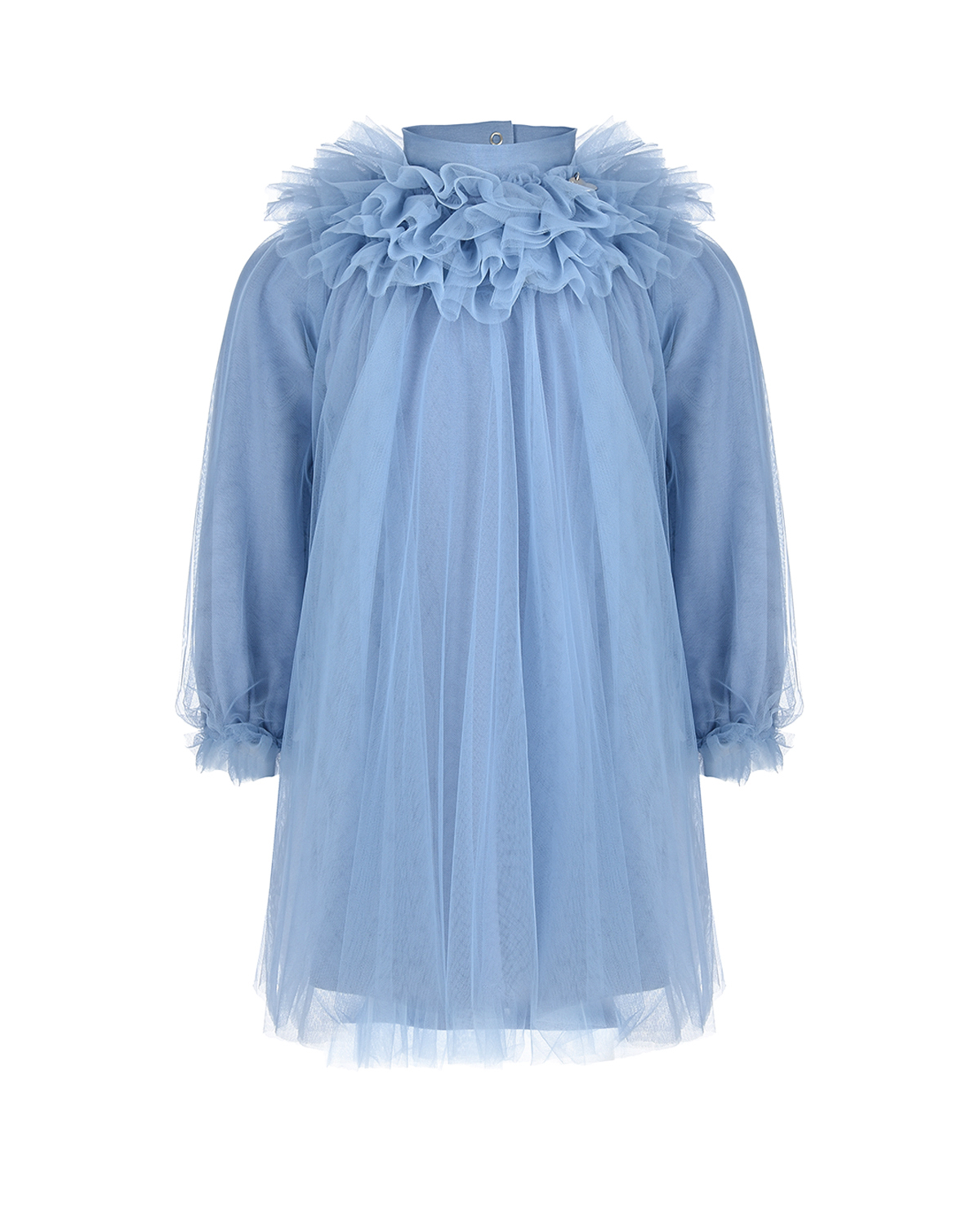 

Голубое платье с оборками на вороте Monnalisa детское, Голубой, Голубое платье с оборками на вороте Monnalisa детское