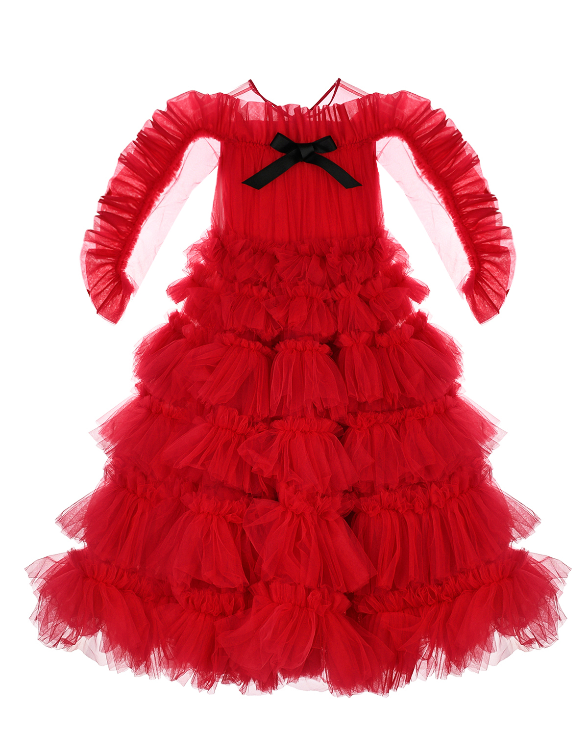 Красное платье с черным бантом Sasha Kim, размер 128, цвет красный