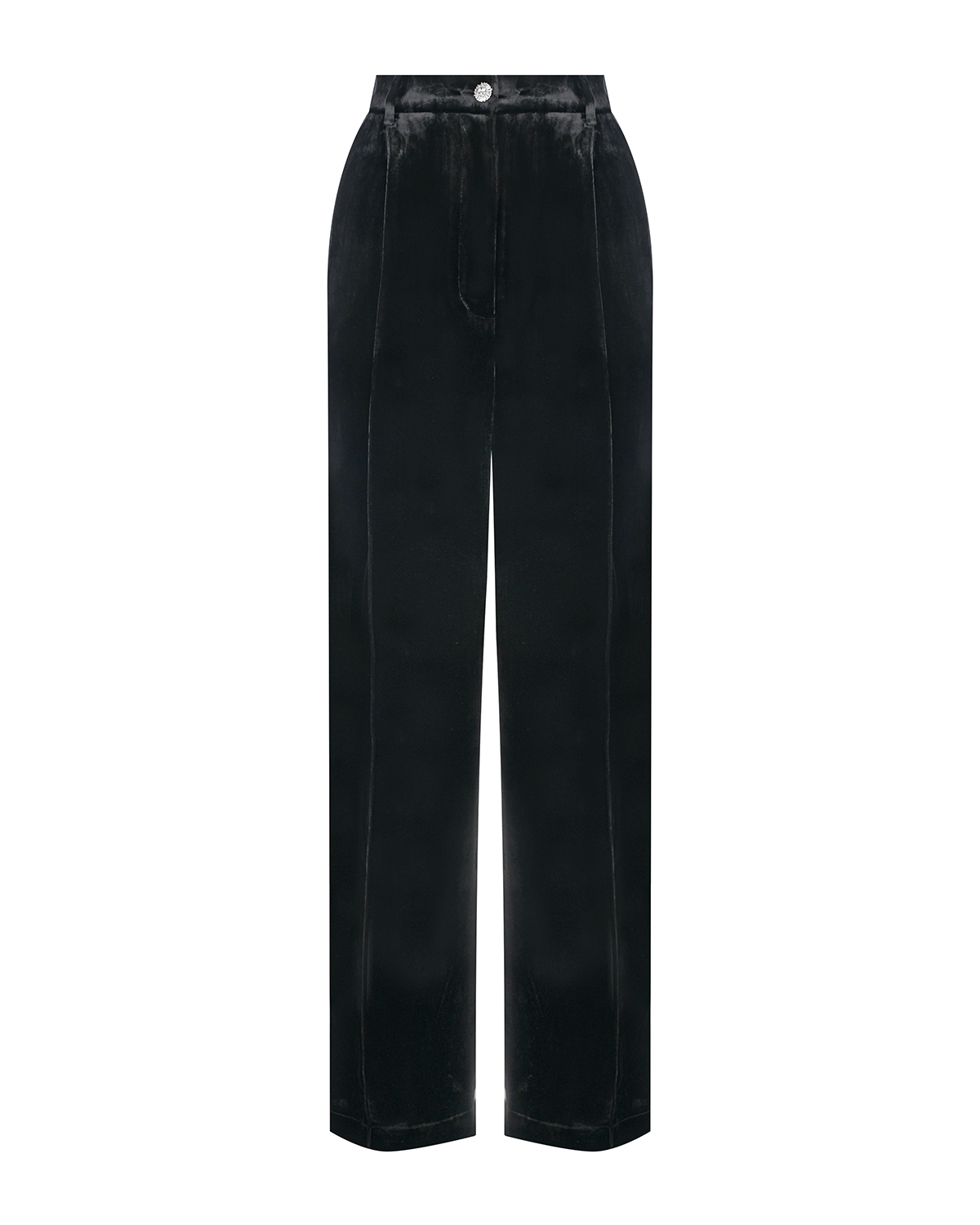 Черные бархатные брюки ALINE, размер 40, цвет черный - фото 1