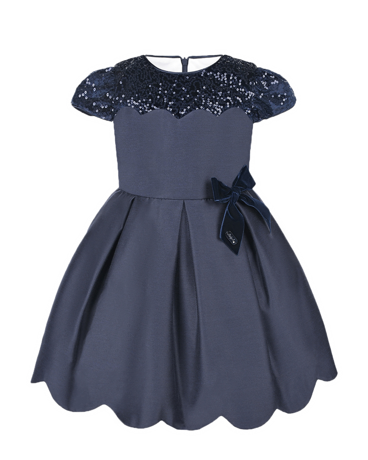 Темно-синее платье с вышивкой пайетками Baby A детское