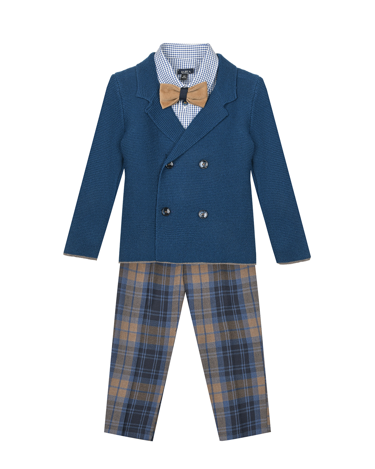 Комплект: трикотажный пиджак, рубашка, брюки и бабочка Baby A детский