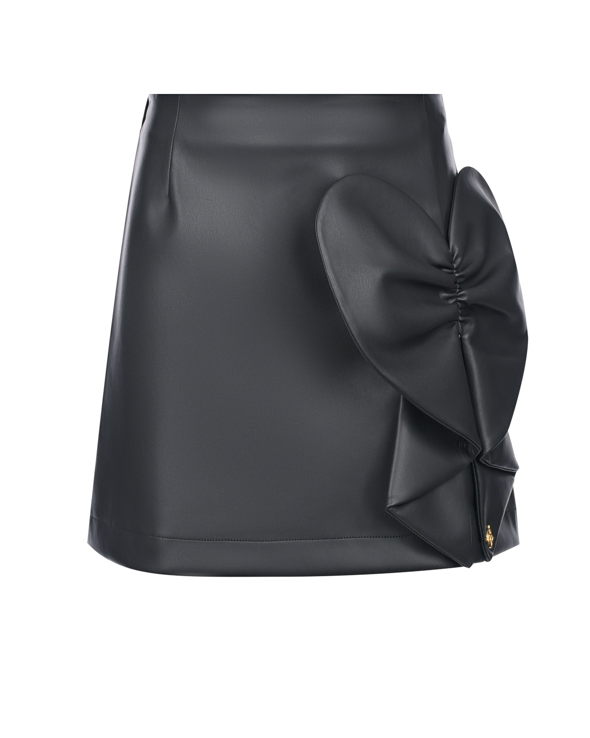 Черная юбка из эко-кожи с бантом Miss Blumarine детская, размер 140, цвет черный - фото 1