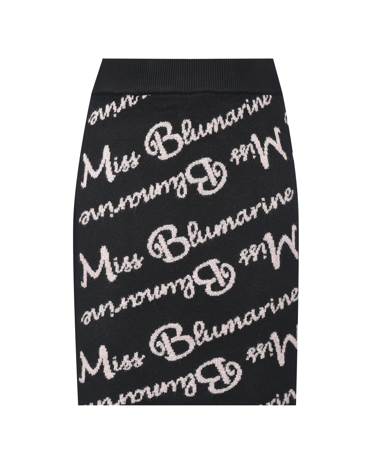 Черная юбка со сплошным розовым лого Miss Blumarine детская, размер 128, цвет мультиколор