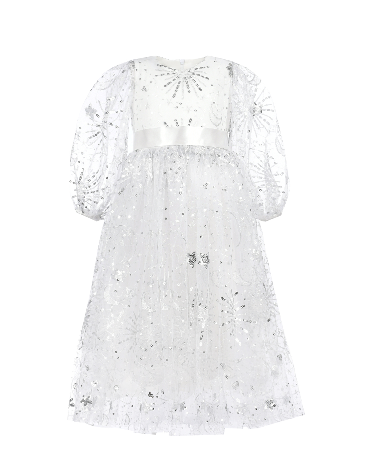 Белое платье с вышивкой пайетками Dan Maralex детское, размер 104, цвет белый - фото 1