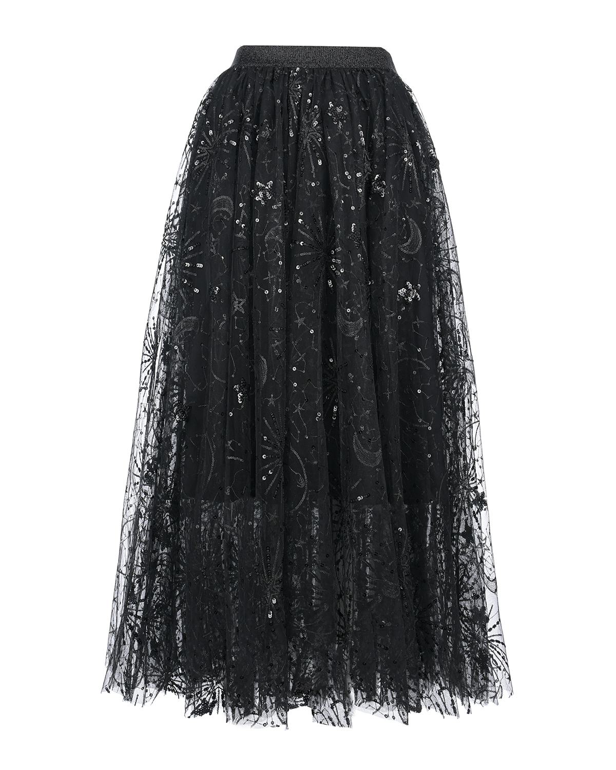 Черная юбка с пайетками Dan Maralex, размер 42, цвет черный