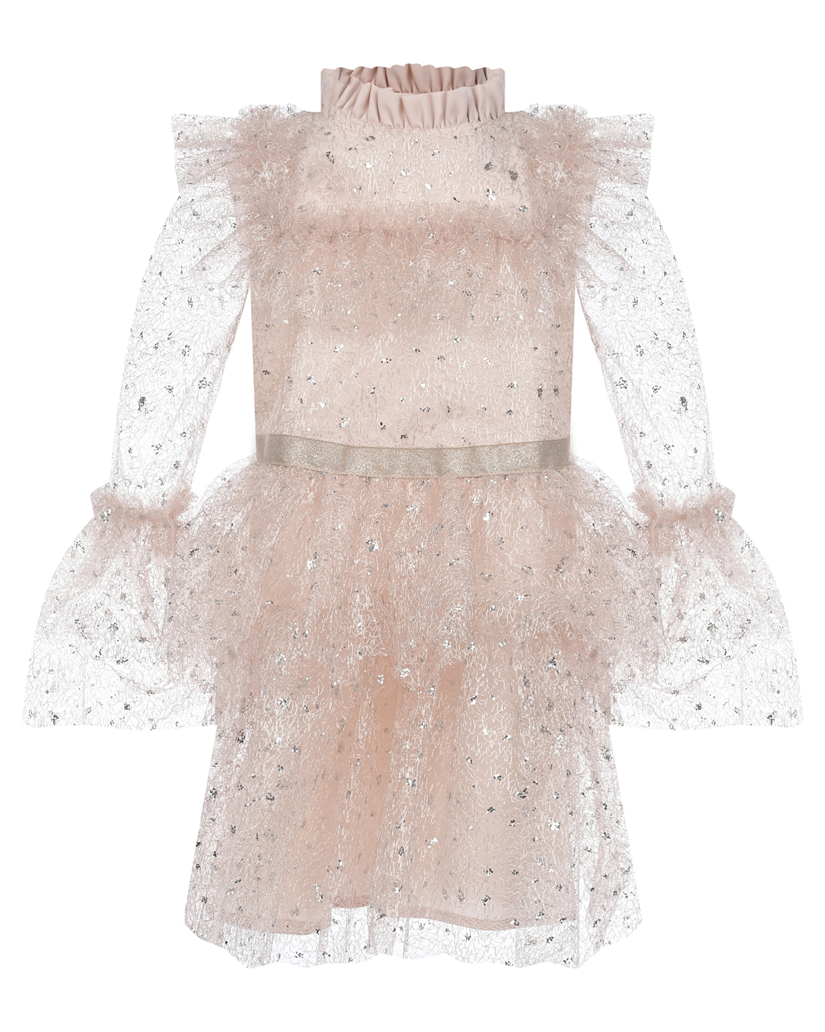 Пудровое платье с отделкой блестками Eirene детское, размер 110, цвет нет цвета - фото 1