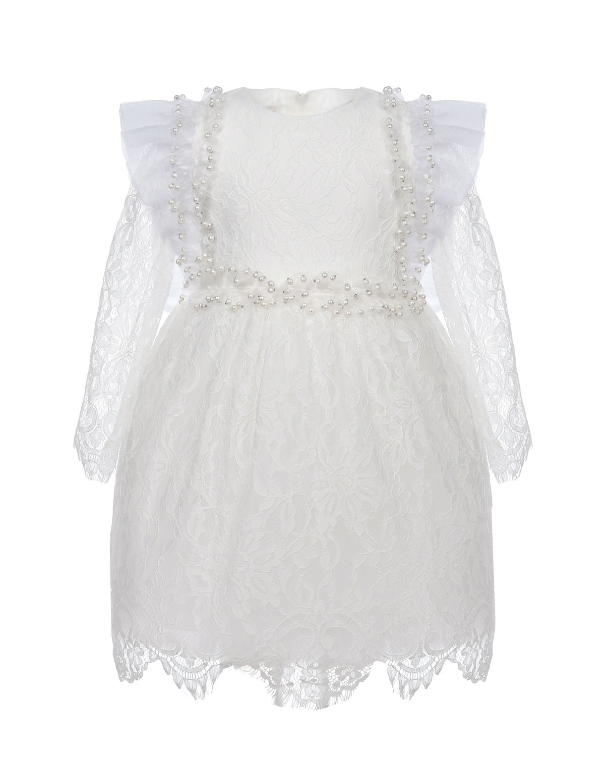 Белое платье с отделкой бусинами Eirene детское, размер 104, цвет белый - фото 1