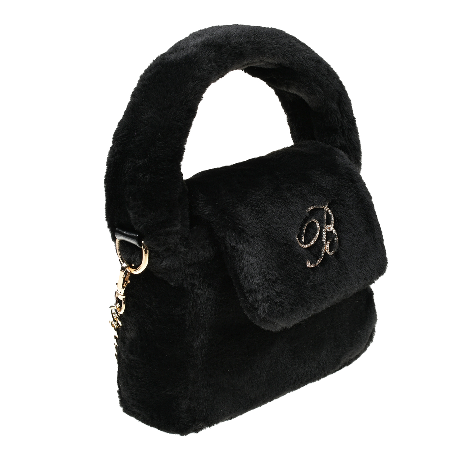 Черная сумка из эко-меха, 18x16x6 см Miss Blumarine детская, размер unica, цвет черный - фото 2