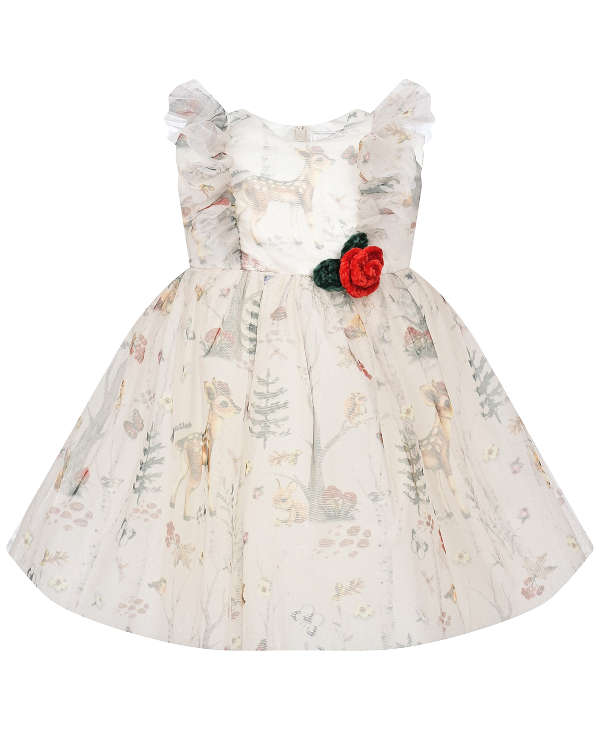 Бежевое платье с вышивкой Monnalisa детское, размер 86, цвет белый - фото 1