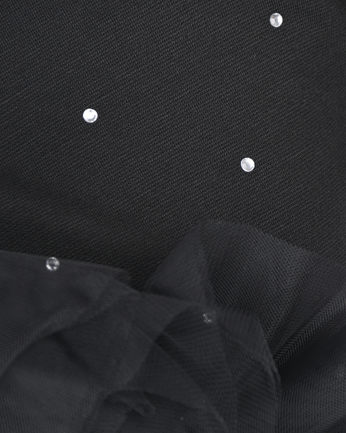 Черное платье с оборками и стразами Monnalisa детское, размер 128, цвет черный - фото 3