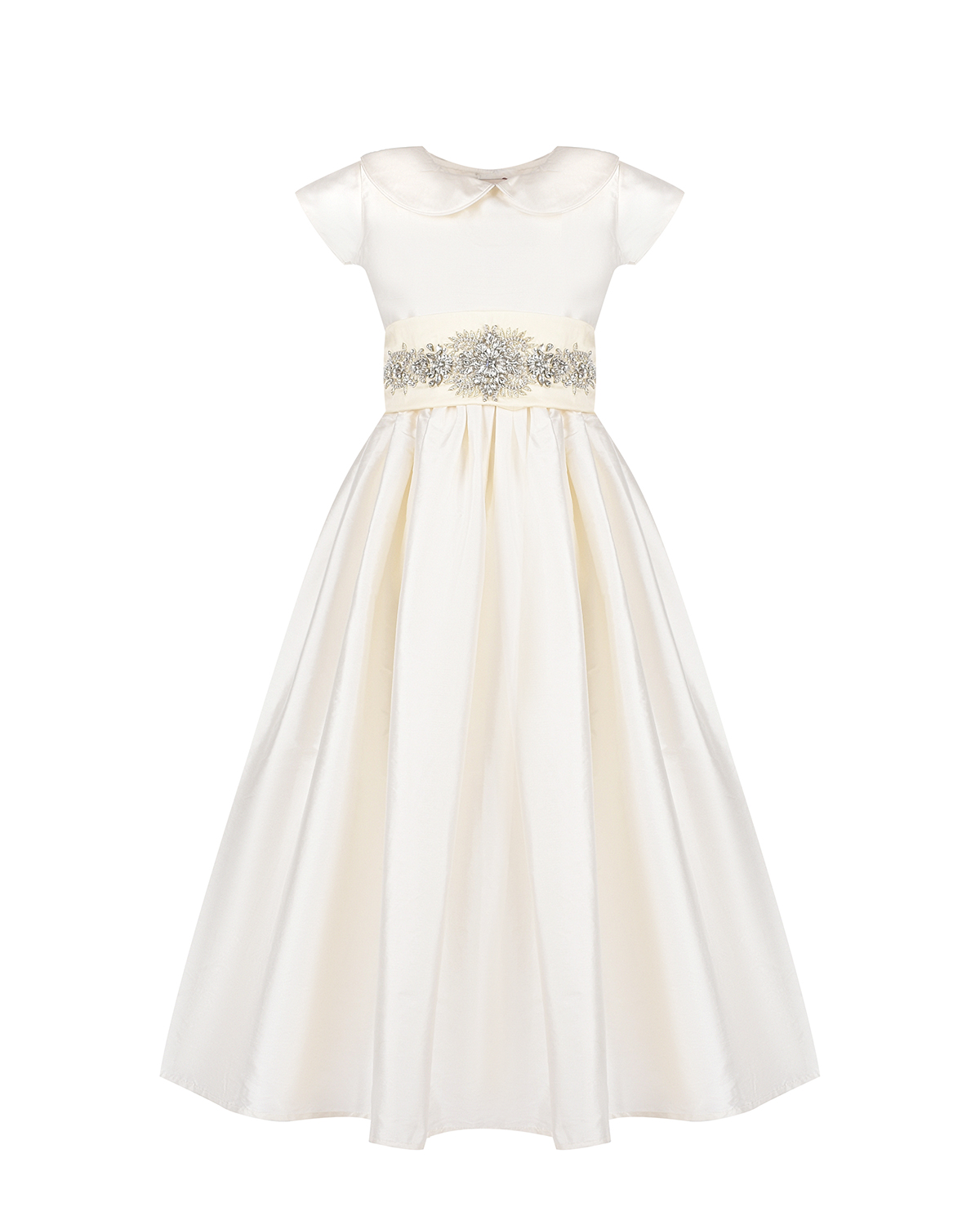 Платье кремового цвета с вышивкой стразами, размер 104