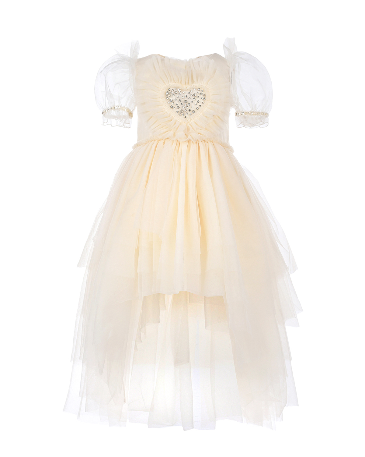 Шелковое платье молочного цвета со стразами Nicki Macfarlane детское