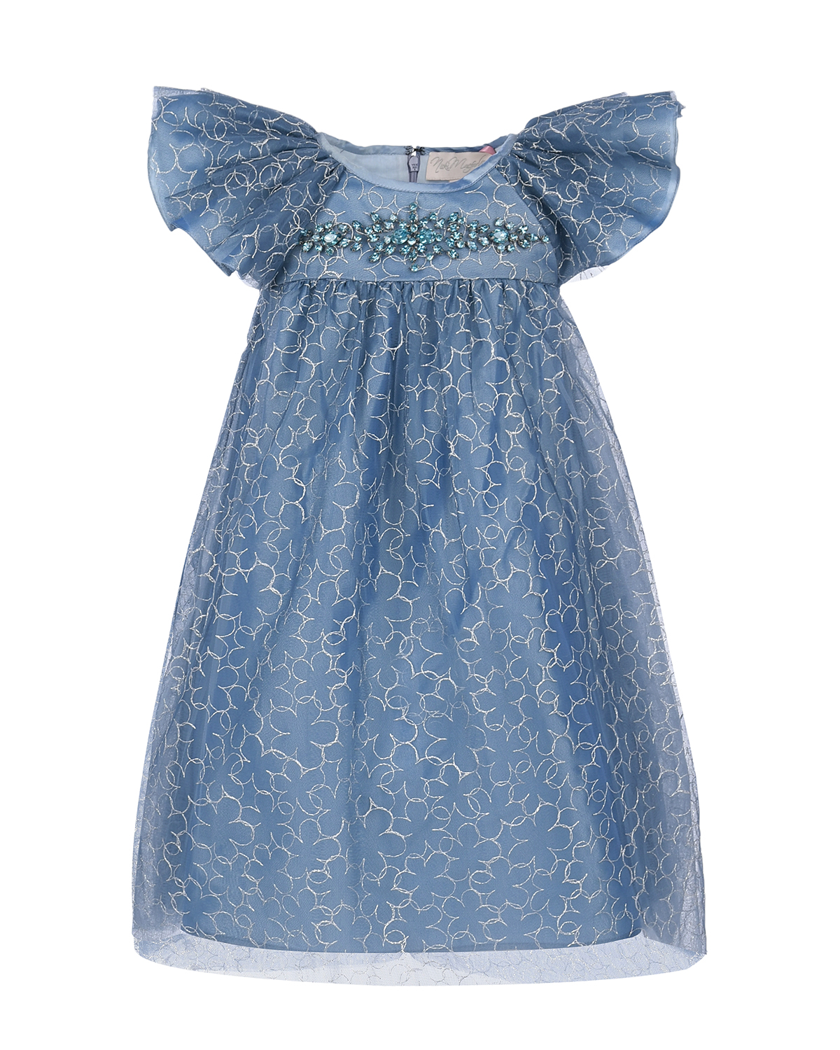 Голубое платье с цветочным принтом и стразами Nicki Macfarlane детское